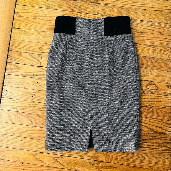 Zara High Waist Pencil Skirt Black Gray Textured Stretch Office Work M - Picture 5 of 5